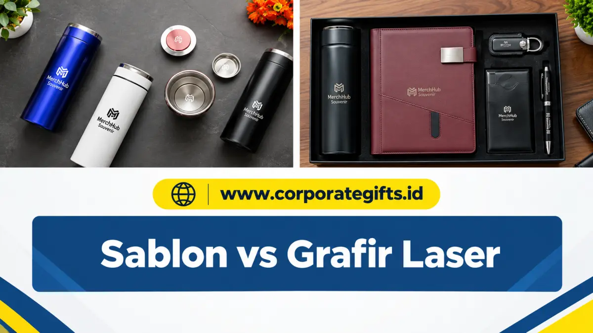 Detail presisi mesin grafir laser saat mengukir logo perusahaan pada permukaan logam dan kayu