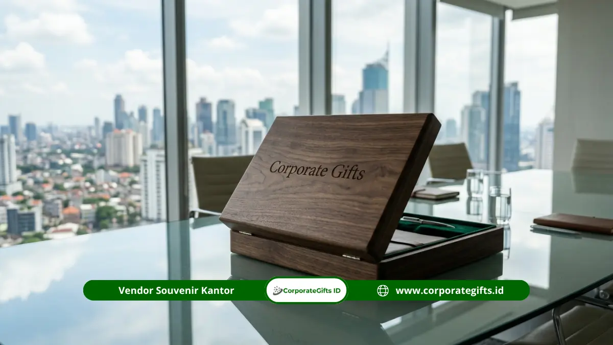 Kotak kayu souvenir event perusahaan dengan ukiran Corporate Gifts - CorporateGifts.ID