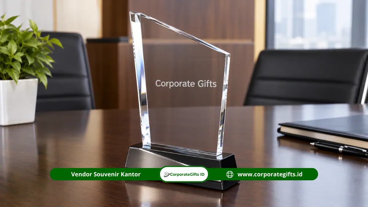 Plakat akrilik custom logo untuk penghargaan kegiatan instansi - CorporateGifts.ID