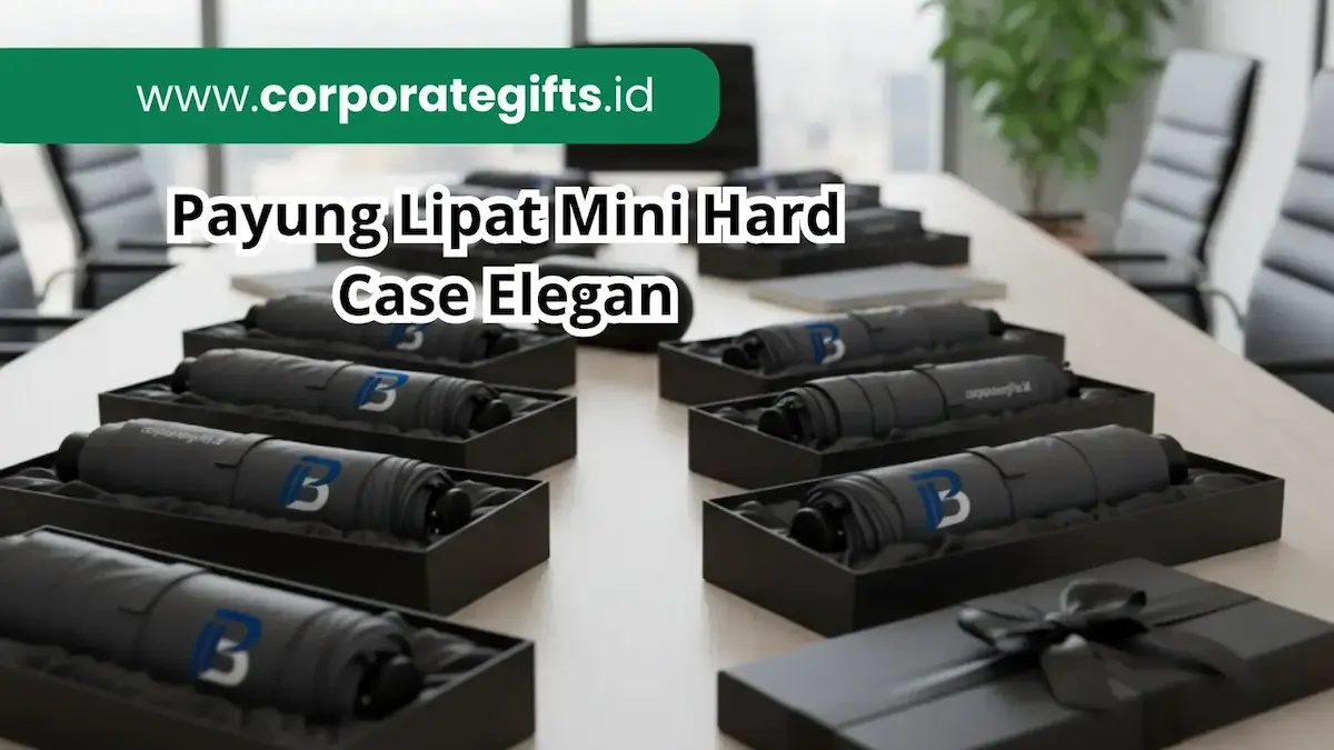 Payung Lipat Mini Hard Case Souvenir untuk Perusahaan Bank - CorporateGifts.ID