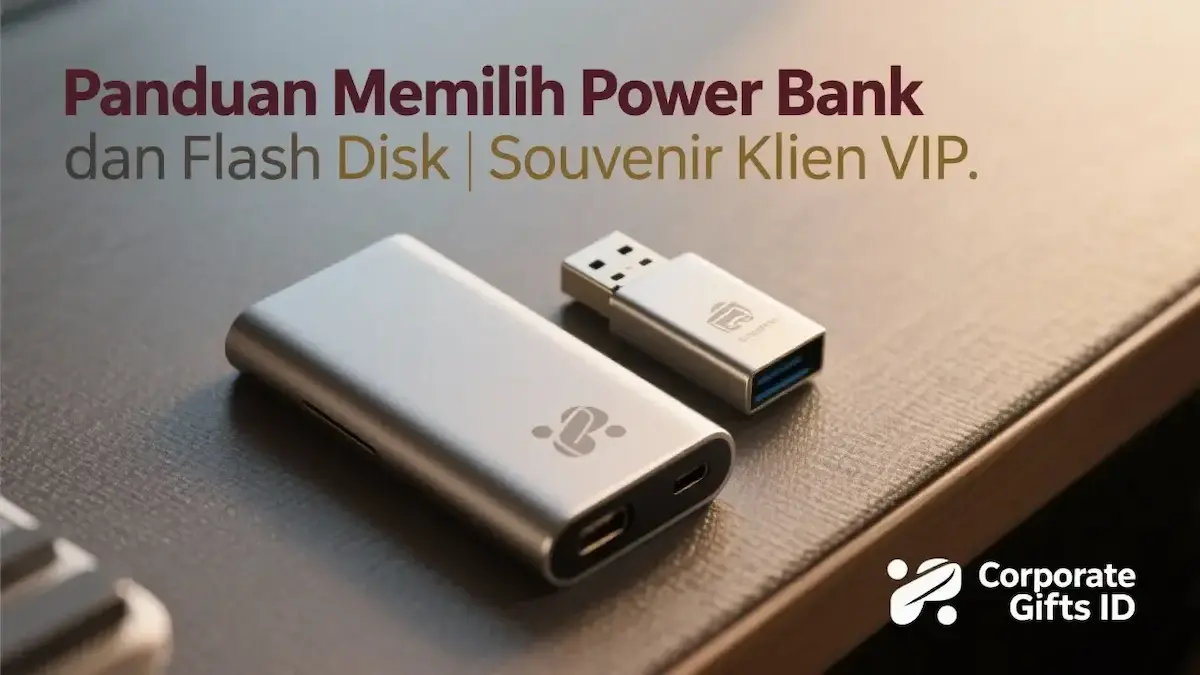 Set souvenir power bank dan flashdisk kustom elegan dalam boks hadiah korporat - CorporateGifts.ID